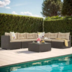 Moasis 7 Piece Patio Conversation Set Outdoor Sectional Sofa with Cushions and Coffee Table for Garden, Balcony, Backyard