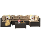 Moasis 7 Piece Patio Conversation Set Outdoor Sectional Sofa with Cushions and Coffee Table for Garden, Balcony, Backyard