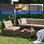Moasis 7 Piece Patio Conversation Set Outdoor Sectional Sofa with Cushions and Coffee Table for Garden, Balcony, Backyard