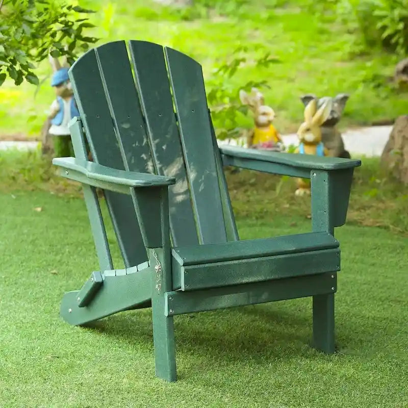 Outdoor Foldable Chair With Wide Armrests, Ergonomic Adirondack