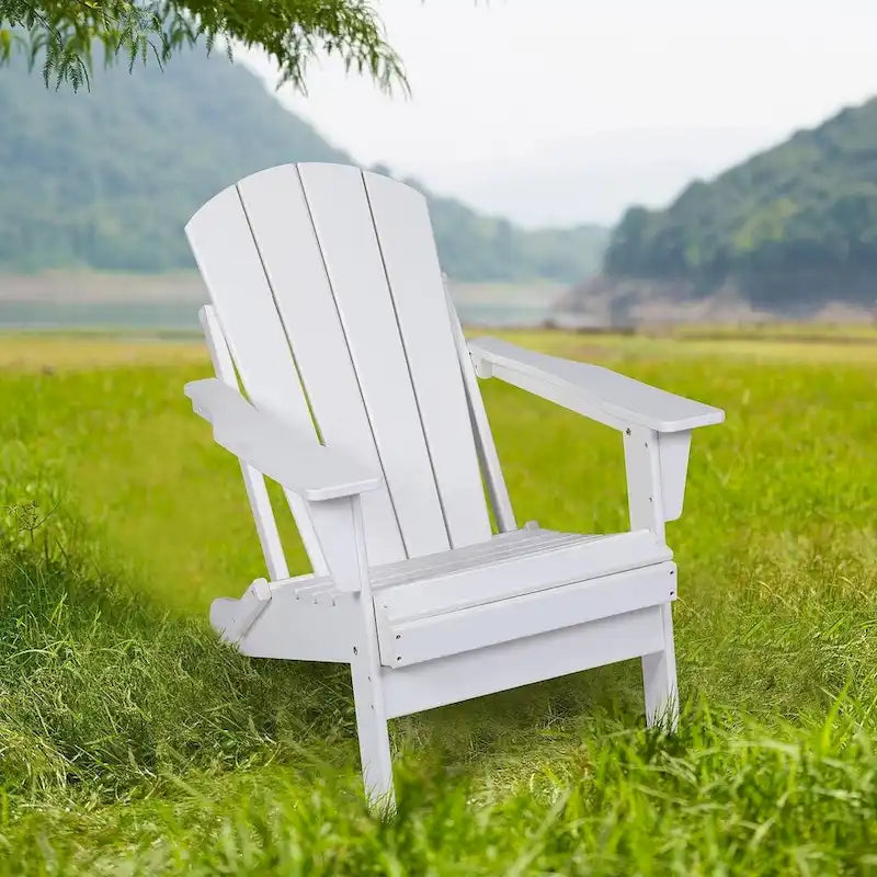 Outdoor Foldable Chair With Wide Armrests, Ergonomic Adirondack