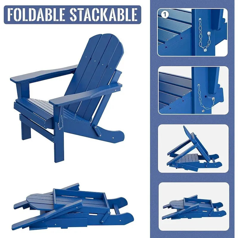 Outdoor Foldable Chair With Wide Armrests, Ergonomic Adirondack