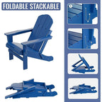 Outdoor Foldable Chair With Wide Armrests, Ergonomic Adirondack