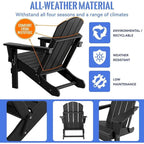 Outdoor Foldable Chair With Wide Armrests, Ergonomic Adirondack