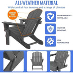 Outdoor Foldable Chair With Wide Armrests, Ergonomic Adirondack