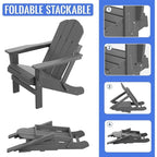 Outdoor Foldable Chair With Wide Armrests, Ergonomic Adirondack