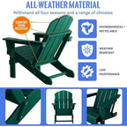 Outdoor Foldable Chair With Wide Armrests, Ergonomic Adirondack
