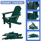 Outdoor Foldable Chair With Wide Armrests, Ergonomic Adirondack