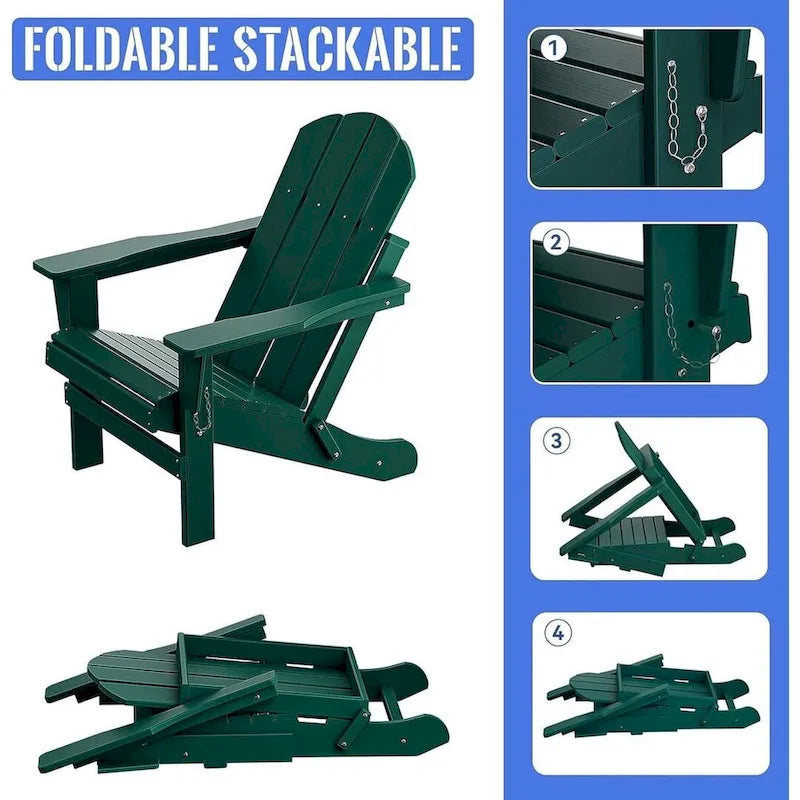 Outdoor Foldable Chair With Wide Armrests, Ergonomic Adirondack