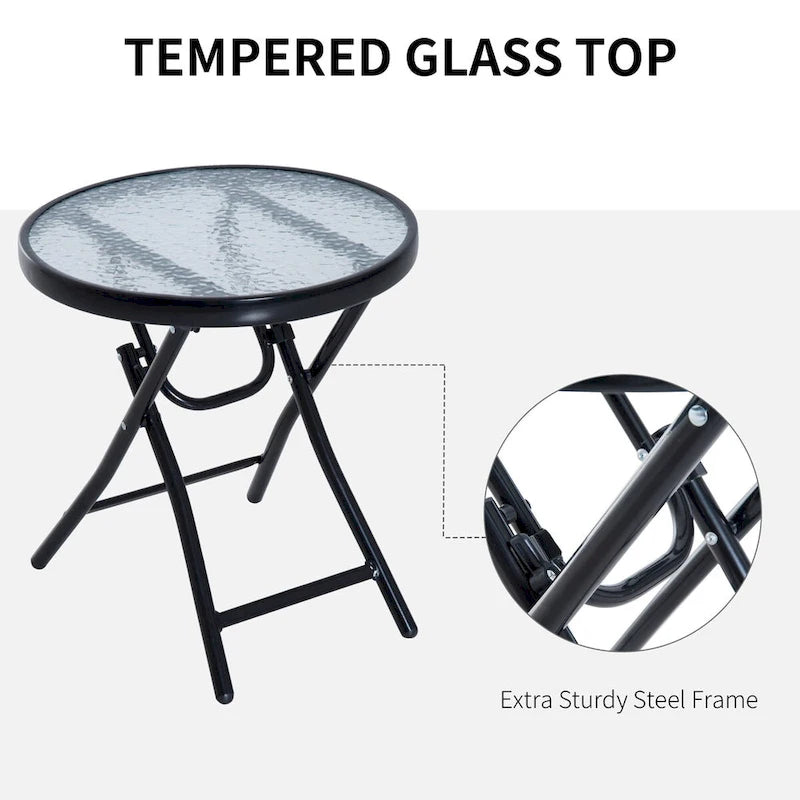 Outsunny 3 Piece Outdoor Rocking Chair Set with Glass Coffee Table