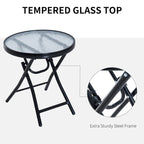 Outsunny 3 Piece Outdoor Rocking Chair Set with Glass Coffee Table