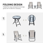 Outsunny 3 Piece Outdoor Rocking Chair Set with Glass Coffee Table