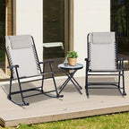 Outsunny 3 Piece Outdoor Rocking Chair Set with Glass Coffee Table