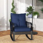 Outdoor Wicker Rocking Chair, with Padded Cushions & Armrest