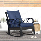 Outdoor Wicker Rocking Chair, with Padded Cushions & Armrest
