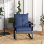 Outdoor Wicker Rocking Chair, with Padded Cushions & Armrest