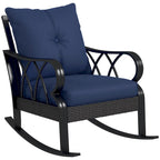 Outdoor Wicker Rocking Chair, with Padded Cushions & Armrest