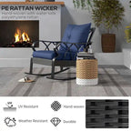 Outdoor Wicker Rocking Chair, with Padded Cushions & Armrest