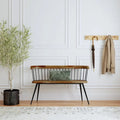 Spindle Back Bench - Solid Mango Wood & Iron Frame, 48.25" Wide, Rustic Modern Industrial Style