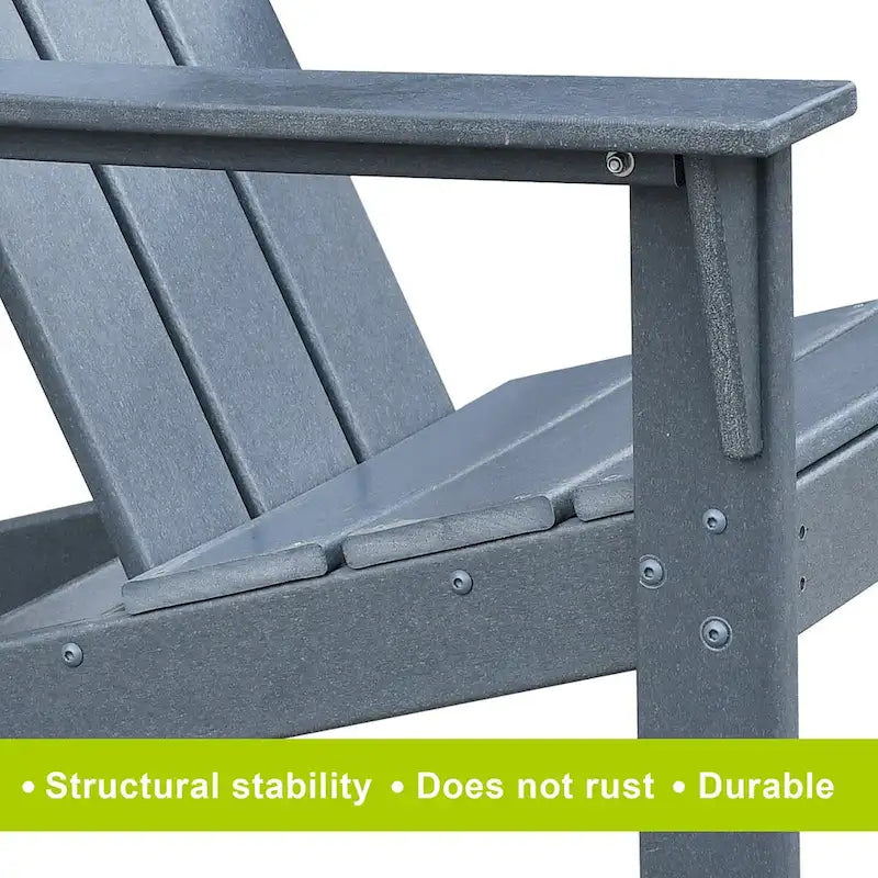 3Pcs Outdoor Adirondack Chairs,Patio Lawn Chairs with Side Table,for Deck Garden Backyard Balcony, Grey