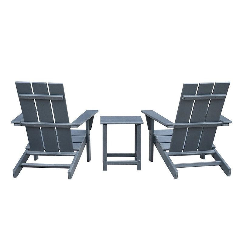 3Pcs Outdoor Adirondack Chairs,Patio Lawn Chairs with Side Table,for Deck Garden Backyard Balcony, Grey