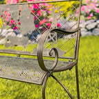 Rectangular Outdoor Bench with Cow & Windmill Silhouette  Strasburg  - 43.7  L x 20.47  W x 37.01  H