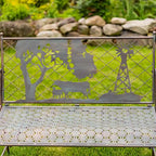 Rectangular Outdoor Bench with Cow & Windmill Silhouette  Strasburg  - 43.7  L x 20.47  W x 37.01  H