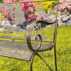 Rectangular Outdoor Bench with Cow & Windmill Silhouette  Strasburg  - 43.7  L x 20.47  W x 37.01  H