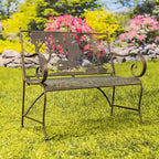 Rectangular Outdoor Bench with Cow & Windmill Silhouette  Strasburg  - 43.7  L x 20.47  W x 37.01  H