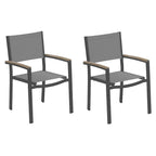 Oxford Garden Travira Titanium Sling Armchair with Vintage Tekwood Armcaps