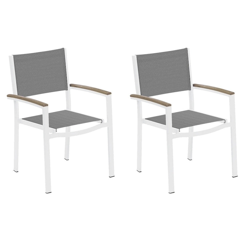 Oxford Garden Travira Titanium Sling Armchair with Vintage Tekwood Armcaps