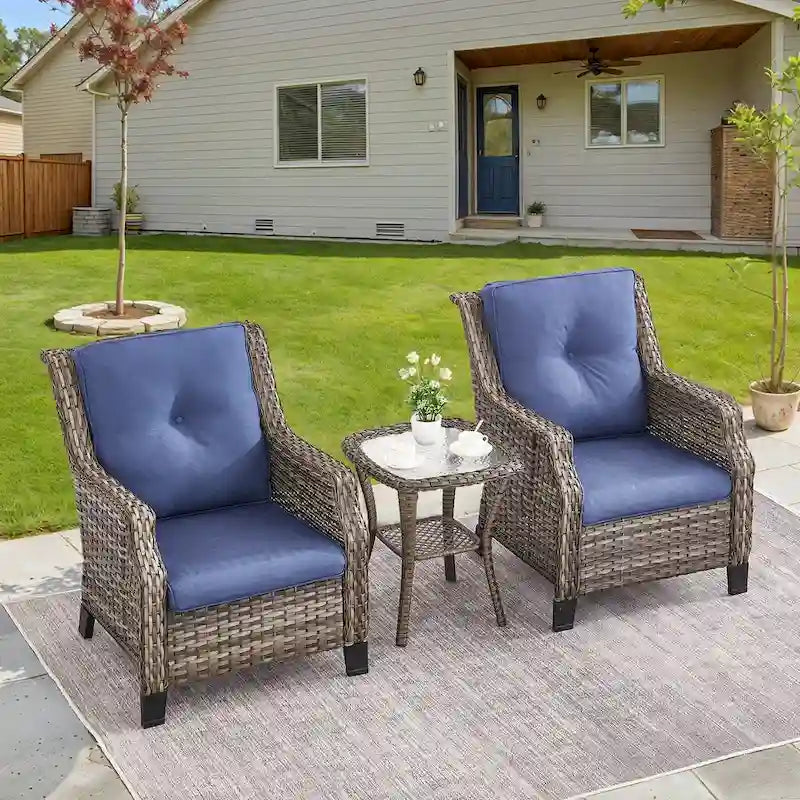 Gymojoy Patio Club Chair Wicker Chairs with Side Table - Grey