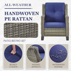 Gymojoy Patio Club Chair Wicker Chairs with Side Table - Grey