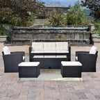 6-Piece Outdoor Patio Furniture Sets Wicker Rattan Sectional Couch Sofa Set with Coffee Table