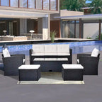 6-Piece Outdoor Patio Furniture Sets Wicker Rattan Sectional Couch Sofa Set with Coffee Table
