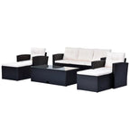 6-Piece Outdoor Patio Furniture Sets Wicker Rattan Sectional Couch Sofa Set with Coffee Table
