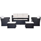 6-Piece Outdoor Patio Furniture Sets Wicker Rattan Sectional Couch Sofa Set with Coffee Table