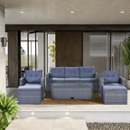 6-Piece Outdoor Patio Furniture Sets Wicker Rattan Sectional Couch Sofa Set with Coffee Table