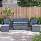 6-Piece Outdoor Patio Furniture Sets Wicker Rattan Sectional Couch Sofa Set with Coffee Table