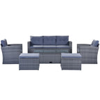 6-Piece Outdoor Patio Furniture Sets Wicker Rattan Sectional Couch Sofa Set with Coffee Table