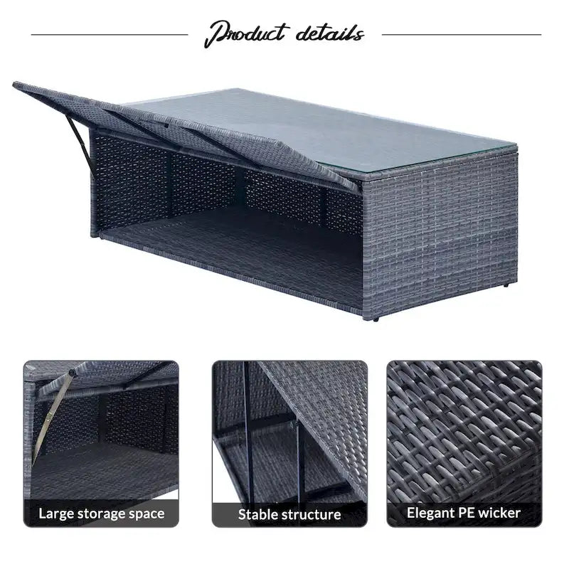 6-Piece Outdoor Patio Furniture Sets Wicker Rattan Sectional Couch Sofa Set with Coffee Table