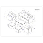 6-Piece Outdoor Patio Furniture Sets Wicker Rattan Sectional Couch Sofa Set with Coffee Table