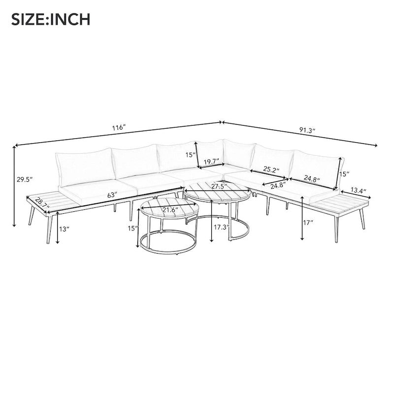 Set Divano Sezionale da Esterno a 6 Pezzi