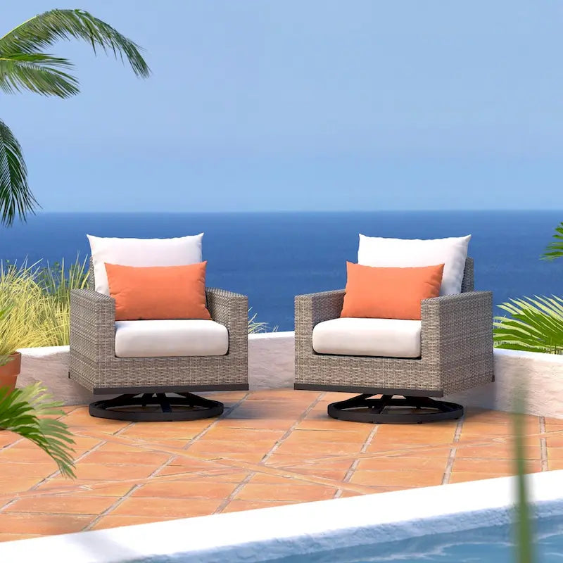 Milo Grey 2 Piece Sunbrella Outdoor Patio Club Chairs