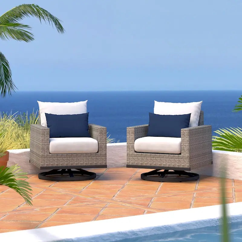 Milo Grey 2 Piece Sunbrella Outdoor Patio Club Chairs