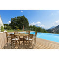 Chic Teak 7 Piece Teak Wood Sun Table/Chair Set With Cushions
