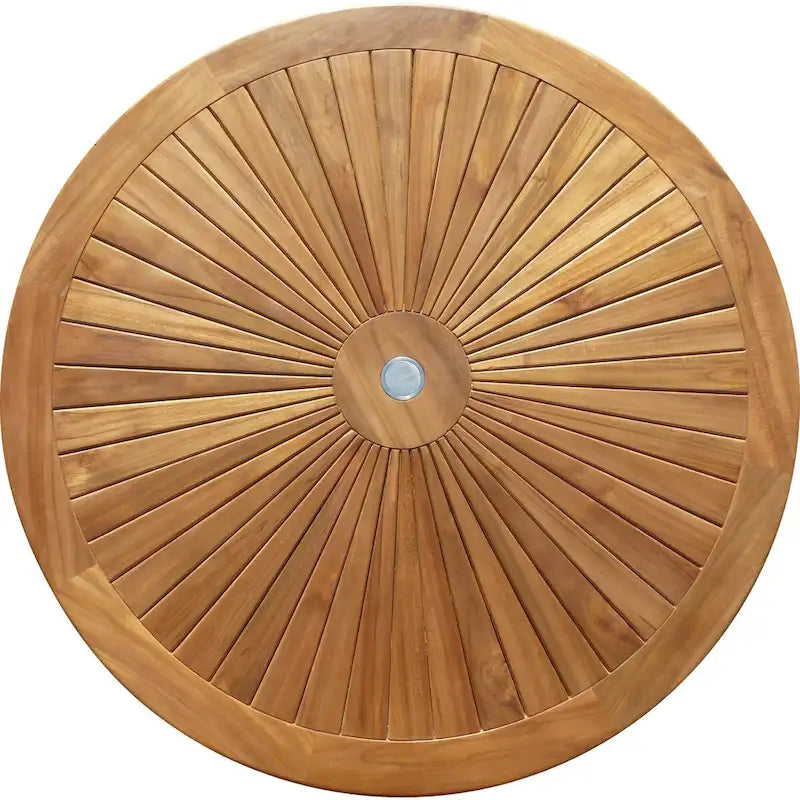Chic Teak 7 Piece Teak Wood Sun Table/Chair Set With Cushions