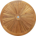 Chic Teak 7 Piece Teak Wood Sun Table/Chair Set With Cushions