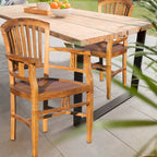 Chic Teak 7 Piece Teak Wood Sun Table/Chair Set With Cushions