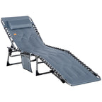 Patio Padded Folding Chaise Lounge Chair, Outdoor 6-Level Reclining Camping Tanning Chair with Headrest